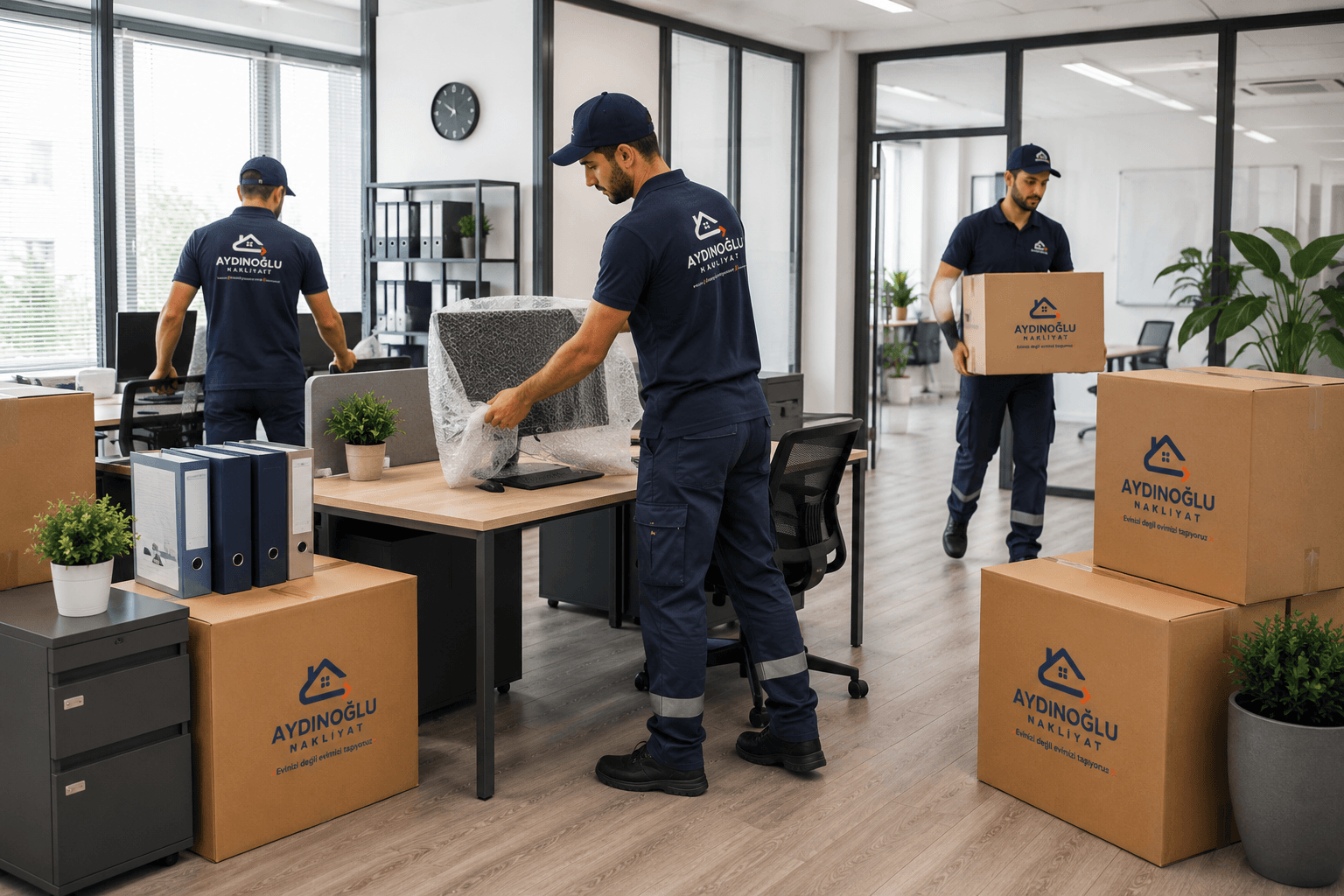 Aydınoğlu Nakliyat ofis taşımacılığı ekibi